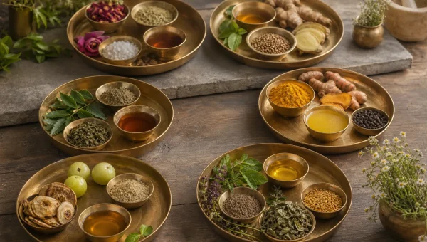 Ayurvedic Lunch Thalis: 6 Balanced Plates with Every Rasa Represented